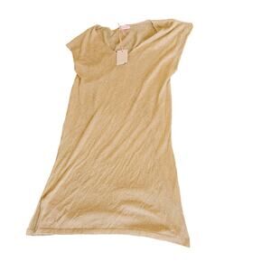Yunik Made in Italy Gold Metallic Shimmer Knit Tunic Dress Size Small (Estimate